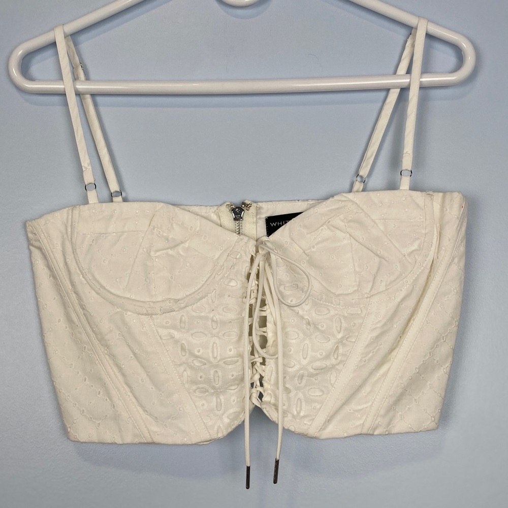 White Fox Boutique Women’s Corset Top White‎ Size Medium M Basic Neural Chic